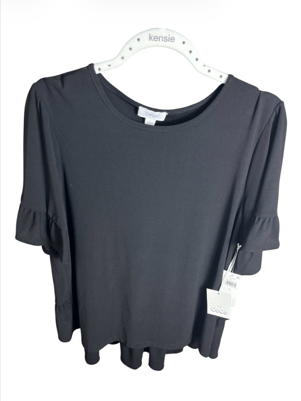 CeCe Black Scoop Neck Top with Brand Tag